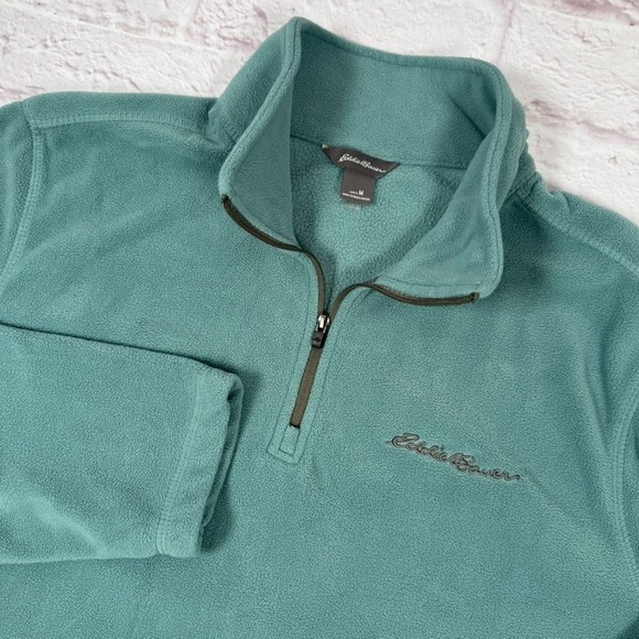 Eddie Bauer Other - Eddie Bauer Fleece Sweater‎ Mens Heathered Green 1/4 Zip Pullover Medium Jacket